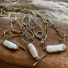 淡水パールマンテルブレスレット&ネックレスセット