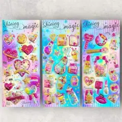 【3枚セット】シャカシャカ シール グリッター ぷくぷく 立体 キラキラ A