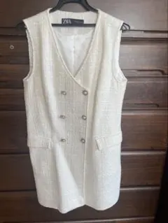 ZARA ホワイト ダブルブレスト ベスト