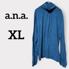 a.n.a 【XL】ブルー トップス 長袖 タートルネック