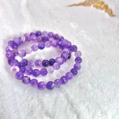アメジスト　ブレスレット　約8mm　内径約16cm　24粒　1個　特価　ミックス