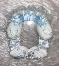 トレカケース 硬質ケース デコ うさぎ 水色 レースデコ ハンドメイド 推し活