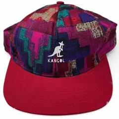 《美品90s米国製希少》カンゴール総柄デザインキャップマルチカラーレッド赤のサムネイル
