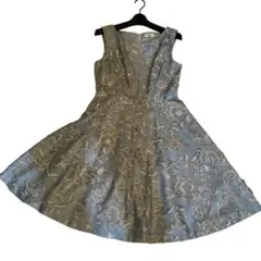 GRACE CONTINENTAL チュールラメ刺繍ワンピース 38 ブルー