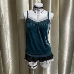 レース ベロアキャミソール 森ガール coquette フェアリーグランジ