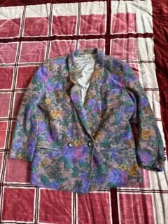 00s 花柄 モヘア テーラードジャケット フラワー