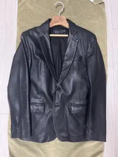 LIUGOO 本革 スリムフィットレザーテーラードジャケット メンズ　M