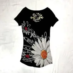 Desigual デシグアル Tシャツ カットソー チュニック M 古着 アート