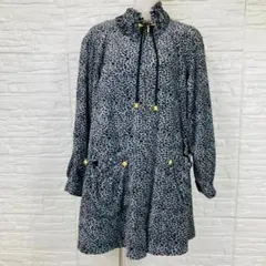 D’azur レオパード柄 フリルネック ロングアウター Ｆ 総柄 主役アウター