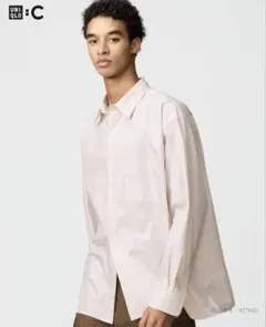【美品】UNIQLO:C ブロードオーバーサイズシャツ　長袖　ピンク