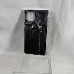 ブラック合成皮革iPhoneケース（ストラップ付き）