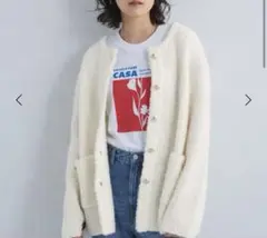 グリーンレーベル リラクシング　ツイードニットカーディガン　オフホワイト