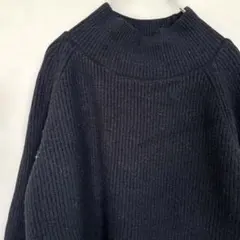 TRUBE 異素材レイヤード風 リブニット プルオーバー ブラック