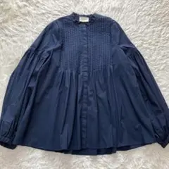 美品✨ユナイテッドアローズ バルーンタックブラウス 38 ネイビー