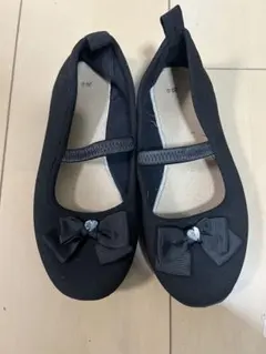 黒 リボン付き バレエシューズ　20cm