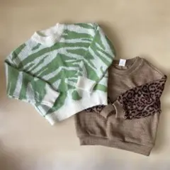 SHEIN 緑と白のストライプニット 9-12M