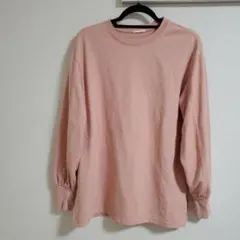 【ワンサイズ】ピンク 長袖 Tシャツ バルーン袖