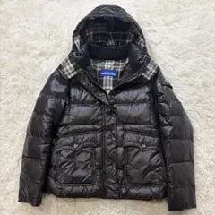 【美品】バーバリーブルーレーベル 裏地ノバチェック ダウンジャケット 黒 40L