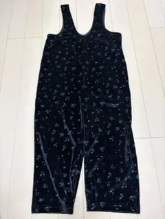 ＆mignon キッズ ベロア オーバーオール ブラック　100cm