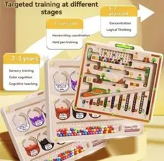 木製知育玩具 色の分類と集中力トレーニング　磁気迷路ウォーキングボール　早期教育