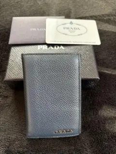 PRADA グレー レザー カードケース