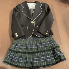 フォーマルスーツ 黒と緑のチェック セット120明日削除予定最終価格