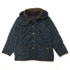 ミキハウス　120cm 裏フリース　キルティングコート　グリーンチェック