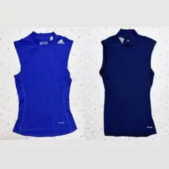 adidas techfit ノースリーブシャツ 2枚セット 青S 紺M