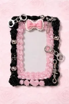 トレカケース　トレカデコ　ピンク×黒　ホイップデコ　地雷系