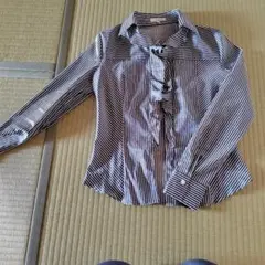 NARACAMICIE ストライプ リボン付き 長袖シャツ　S〜M