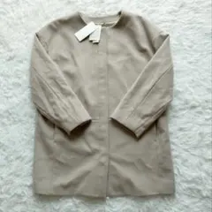 新品タグ付き UNTITLED ノーカラーコート カシミヤ混 42