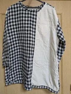 pas a pasチェック柄と無地の長袖チュニック