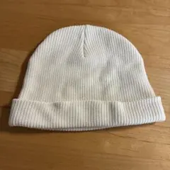 【スリーコインズ】子供用 ホワイトリブ編み サマーニット帽 フリーサイズ