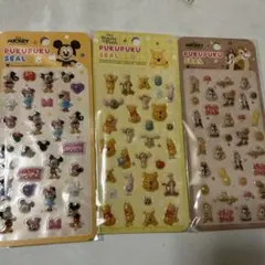 ミッキー・チップとデール・プーさん プクプクシール　3枚セット