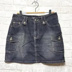 ミニスカート L ブラック コーデュロイ 美品 ギャル アンティーク調 Y2K風