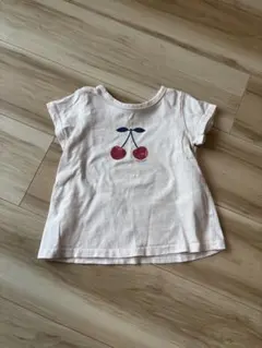 【petit main】チェリー柄Tシャツ 90 ピンク