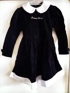 女児ワンピース130、ブラックコーデュロイ（うさ耳カチューシャ付）