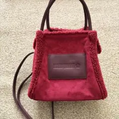 MARY QUANT ボア トートバッグ ワインレッド - メルカリ