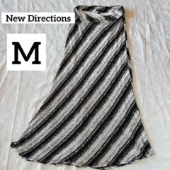 New Directions 【M】ブラックホワイト ロングスカート ニット素材