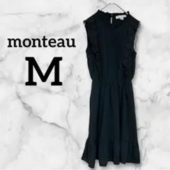 monteau 【M】ブラックノースリーブ チュニック レース 黒 ワンピース