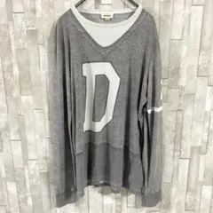 古着 DIESEL 長袖 Tシャツ Dプリント グレー ホワイト