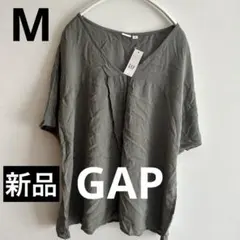 新品未使用　GAP Vネック半袖ブラウス　カーキ　M 夏