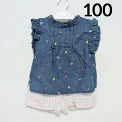ベビー キッズ 夏服 セットアップ ノースリーブ フルーツ柄 100cm