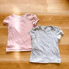 H&M Tシャツ 2枚セット 6-7歳 ピンク グレー