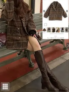 GRL チェック柄ダブルボタンコート snk977