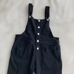 美品 ストレッチ素材 レディース ブラックサロペット・オーバーオール Lサイズ