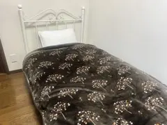 マイクロファイバー中綿入り毛布　シングル　ツリーブラウン