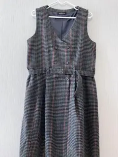 ANGELIEBE チェック柄 ノースリーブ ワンピース