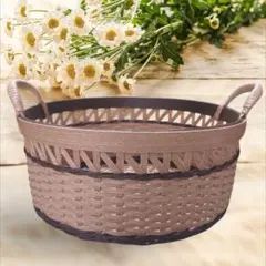 【ハンドメイド】クラフトバンド 籠 カゴ 小物入れ 透かし編み バスケット