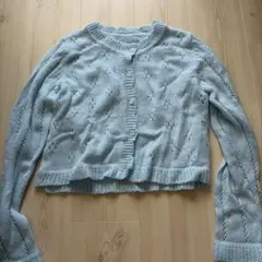 カーディガン 長袖 ブルー